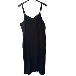 Natural Instincts Maxi Dress Sz 16 Linen Blend Black Strappy Quiet Luxury
